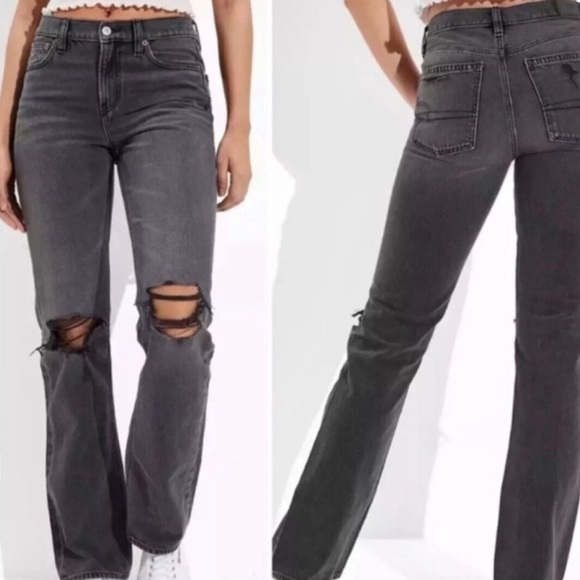 American Eagle Outfitters Denim - American Eagle Women’s Size 14 90s Bootcut Jeans Washed Black Distressed Grunge
